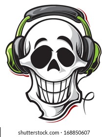 Skull with headphones