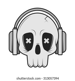 Skull with headphones