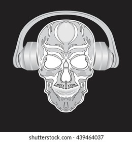 skull with headphones 