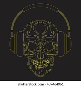 skull with headphones