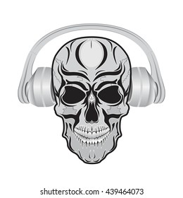 skull with headphones