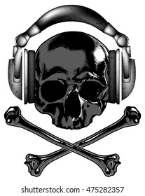 Skull in headphones 