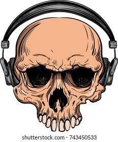 Skull with headphones