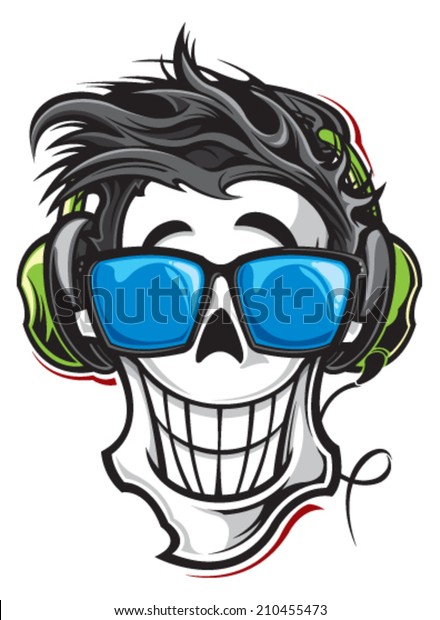 Skull Headphones Stock Vector (Royalty Free) 210455473