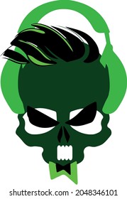 SKULL HEADPHONES HALLOWEEN VECTOR LOGO SIGN PRINT