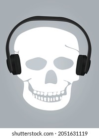 Skull and headphones. vector illustration