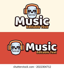 Skull with headset earphone for music or gaming mascots