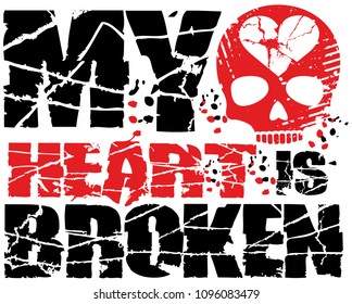 skull with heart, grunge vintage design t shirts