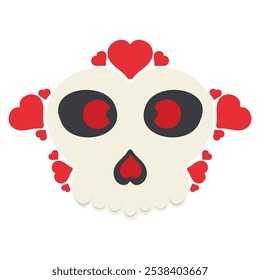 Skull and Heart Illustration isolated on white background