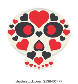 Skull and Heart Illustration isolated on white background