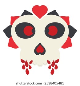 Skull and Heart Illustration isolated on white background