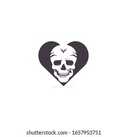 Skull with heart logo design template.