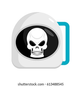 Skull in Helmet astronaut . cosmonaut cap and head skeleton. Dead space