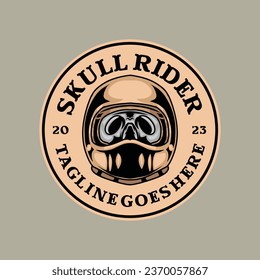 Skull Helmet Bike Vector Graphic Design illustration Emblem