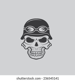 skull in helmet, biker theme vector design template