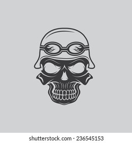 skull in helmet, biker theme vector design template