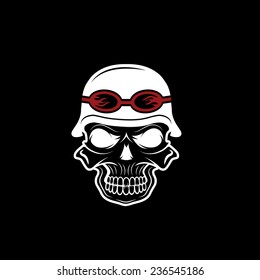 skull in helmet, biker theme vector design template