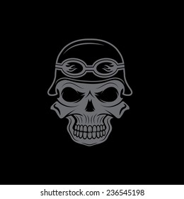 skull in helmet, biker theme vector design template