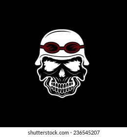 skull in helmet, biker theme vector design template
