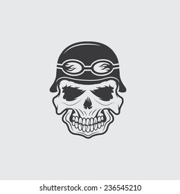 skull in helmet, biker theme vector design template