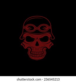 skull in helmet, biker theme vector design template