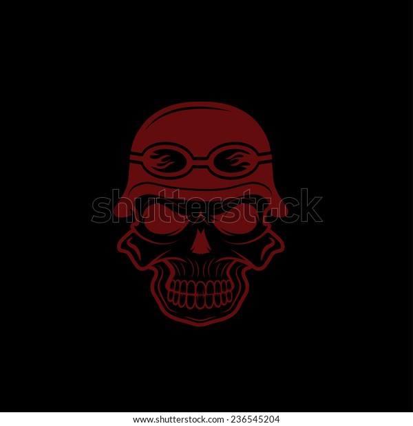 skull in\
helmet, biker theme vector design\
template