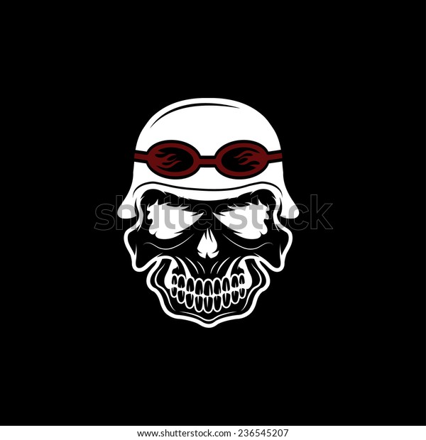 skull in
helmet, biker theme vector design
template