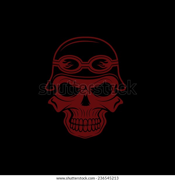 skull in\
helmet, biker theme vector design\
template