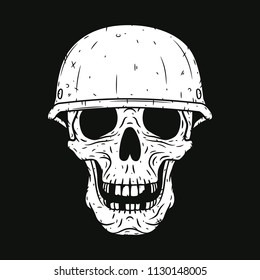 Skull in the helmet. Dead soldier. 