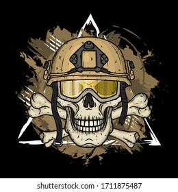 Skull in the helmet. Dead soldier. 