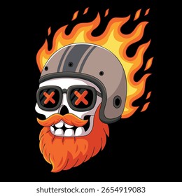 Totenkopf mit Helm im Feuer