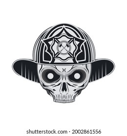 skull with helmet firefighter isolated icon