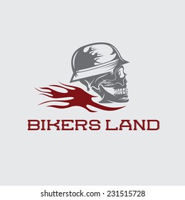 skull in helmet with flame concept vector design template 