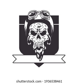 skull with helmet and glasses