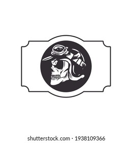 skull with helmet and glasses