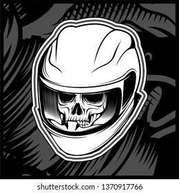 skull helmet hand drawing vector