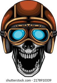 Skull and helmet illustration with premium quality stock vector