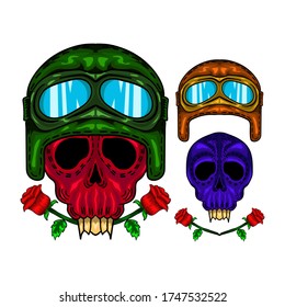 
skull helmet illustration. suitable for clothes, jackets and others
