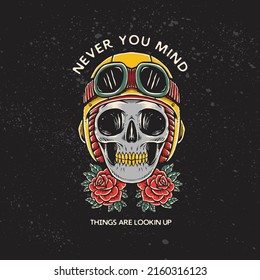 skull helmet illustration for t shirt or print