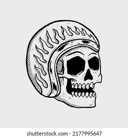 Skull Helmet Illustration Vector For Tshirt Jacket Hoodie Can Be Used For Stickers Etc