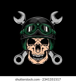 Skull Helmet Motorcycle Vector Illustration