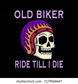 skull helmet old biker illustration vector for tshirt jacket hoodie can be used for stickers etc