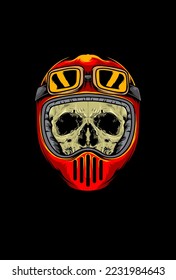 Skull with helmet race vector illustration