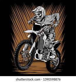 skull helmet riding motor cross vector