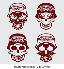skull in helmet set, biker theme vector design template
