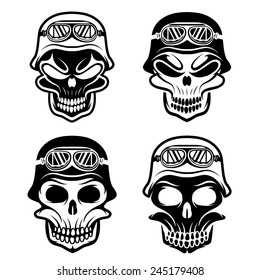 skull in helmet set, biker theme vector design template