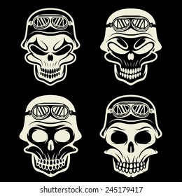 skull in helmet set, biker theme vector design template