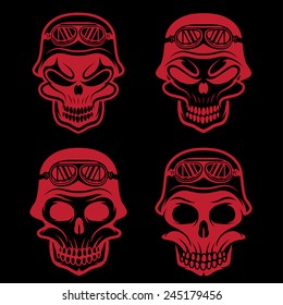 skull in helmet set, biker theme vector design template
