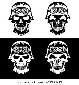 skull in helmet set, biker theme vector design template