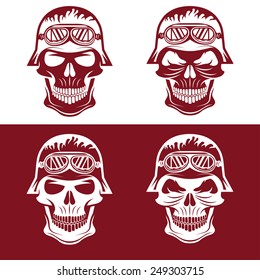 skull in helmet set, biker theme vector design template